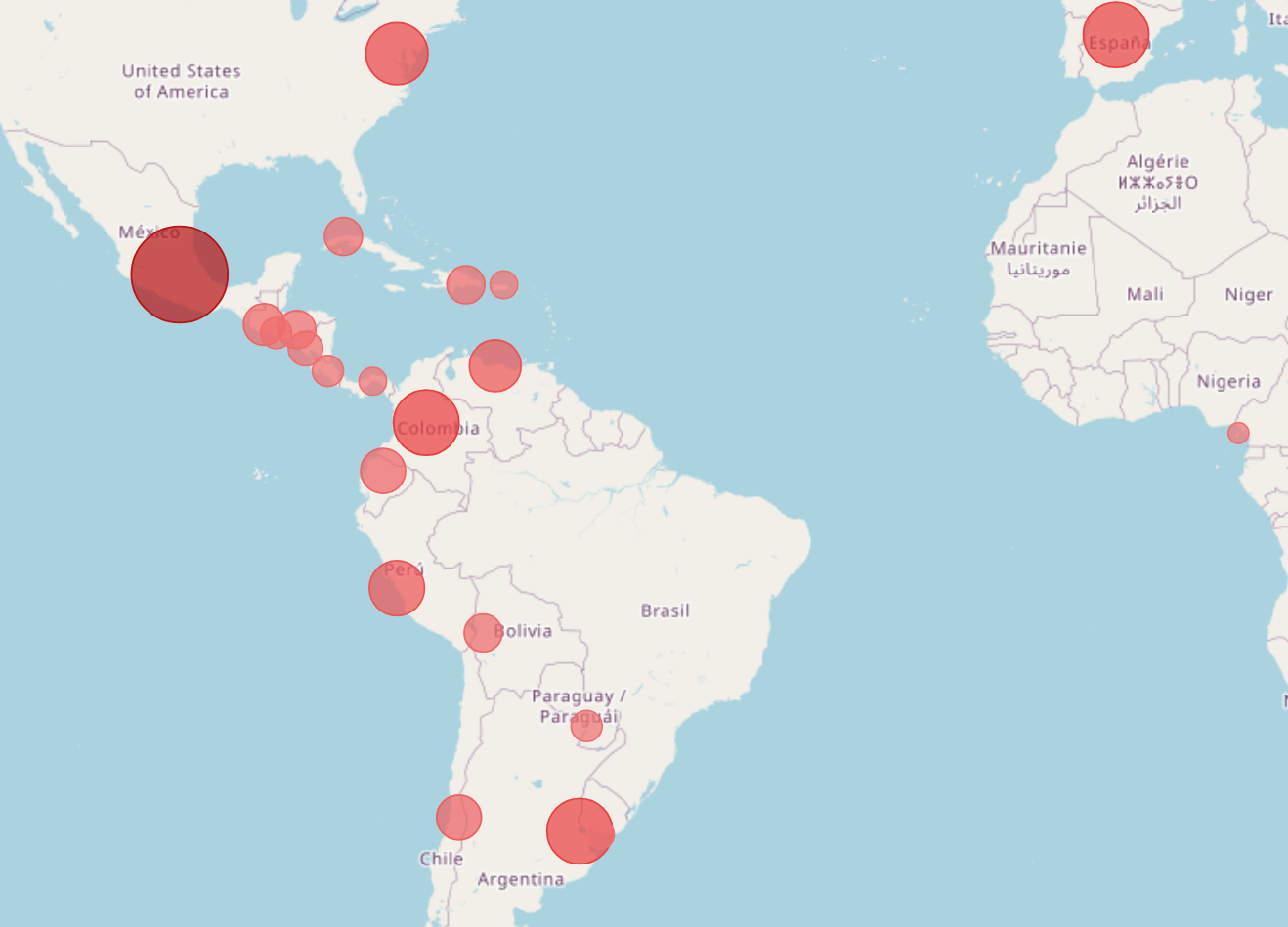 Karte der Hispanophonie
